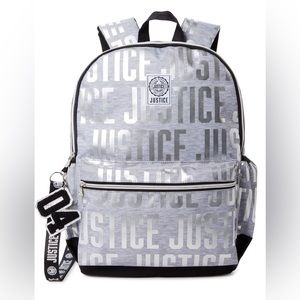 Justice Girls Backpack With Free Lanyard Metallic Silver